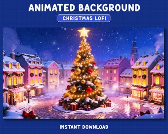 Animated Christmas Background, Cozy Winter Night, Christmas Tree VTuber Stream Loop