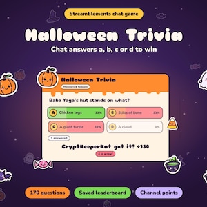 Halloween Trivia Twitch Widget, Chat Quiz Spel för StreamElements & OBS