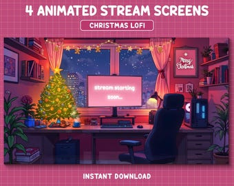 Lindo overlay navideño para Twitch, pantallas navideñas acogedoras para Twitch, overlay navideño animado, árbol de Navidad, lindas pantallas para stream