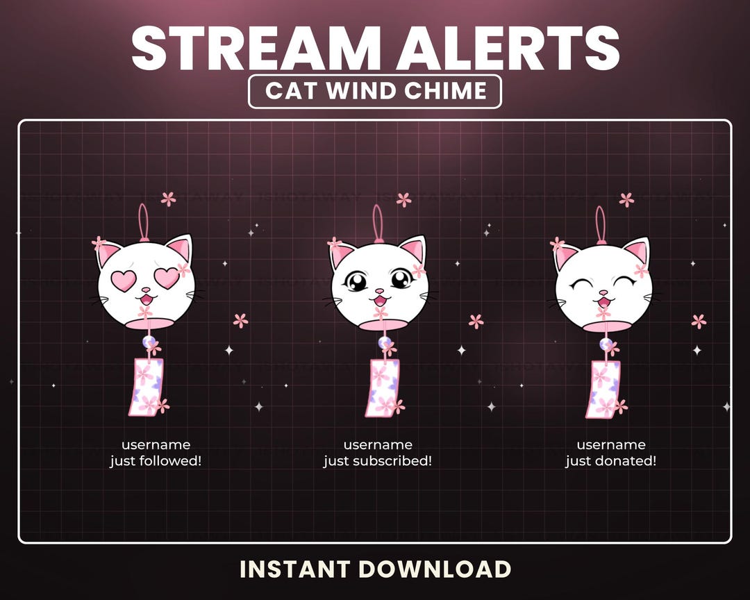 Alert Cat Cute Pink Cat Twitch Alerts, Kawaii Animated Stream Alerts - Etsy