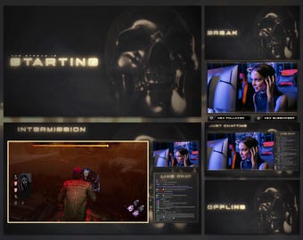 Superposición de calavera para Twitch: superposición animada de terror espeluznante para Twitch, tema oscuro para juegos.
