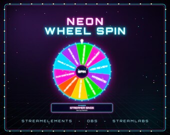 Widget de giro de rueda de neón, giro de ruleta, juego de rueda de widgets de Twitch