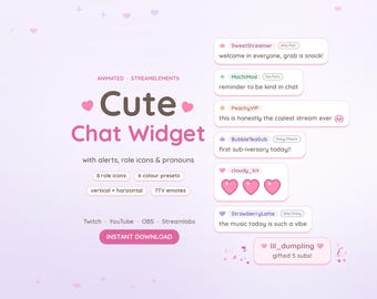 Cute Pink Chat Widget Twitch, Twitch Chat Widget