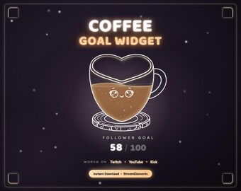 Widget de objetivo de café, Widget de objetivo lindo de Twitch, Widget de objetivo de suscripción