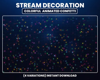 Animated Neon Confetti Overlay, Colorful Birthday Stream Decoration, Party Add-On