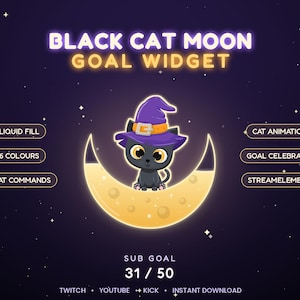 黒猫ムーンゴールウィジェット、ハロウィンTwitchゴールウィジェット