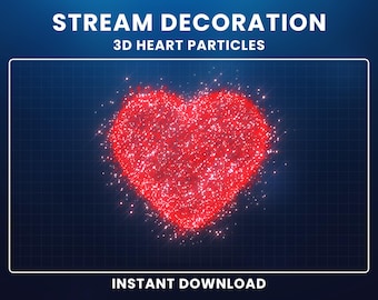 Animated Red 3D Heart Particles Twitch Overlay, Valentine & Holiday Heart Explosion, Festive Stream Add-On