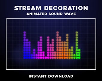 Superposición musical de Twitch, decoración animada de ondas de sonido, visualizador de audio brillante y colorido