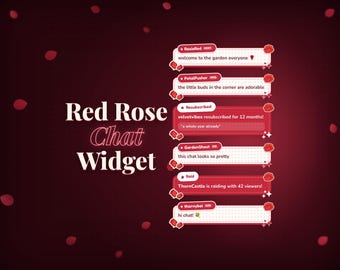Red Rose Twitch Chat Widget, Cute Floral Chat Box