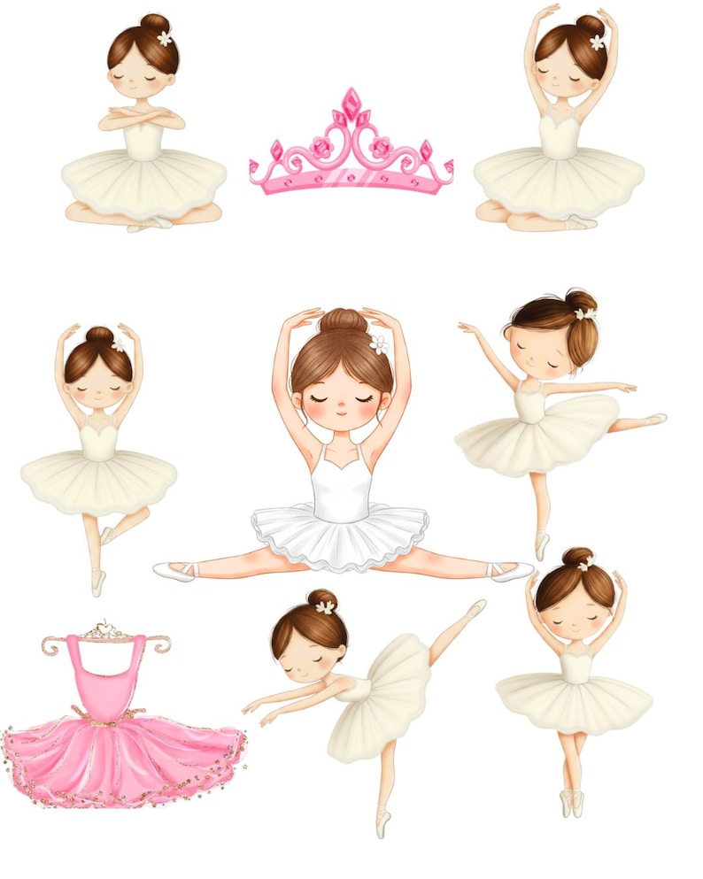Sweet Pink Ballerina Clipart Watercolor Little Girl Ballet Dancer ...