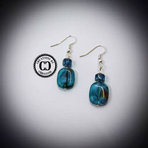 Blue Storm Square Glass Earrings