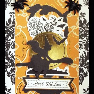Best Witches on a broom Halloween Card
