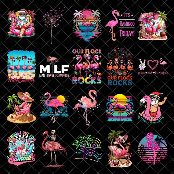 Summer Flamingo PNG Bundle, Preppy Summer Vibes Png, Flamingo Beach Png, Coastal Png, Tropical Summer Coquette Png,Girly Summer Shirt Design