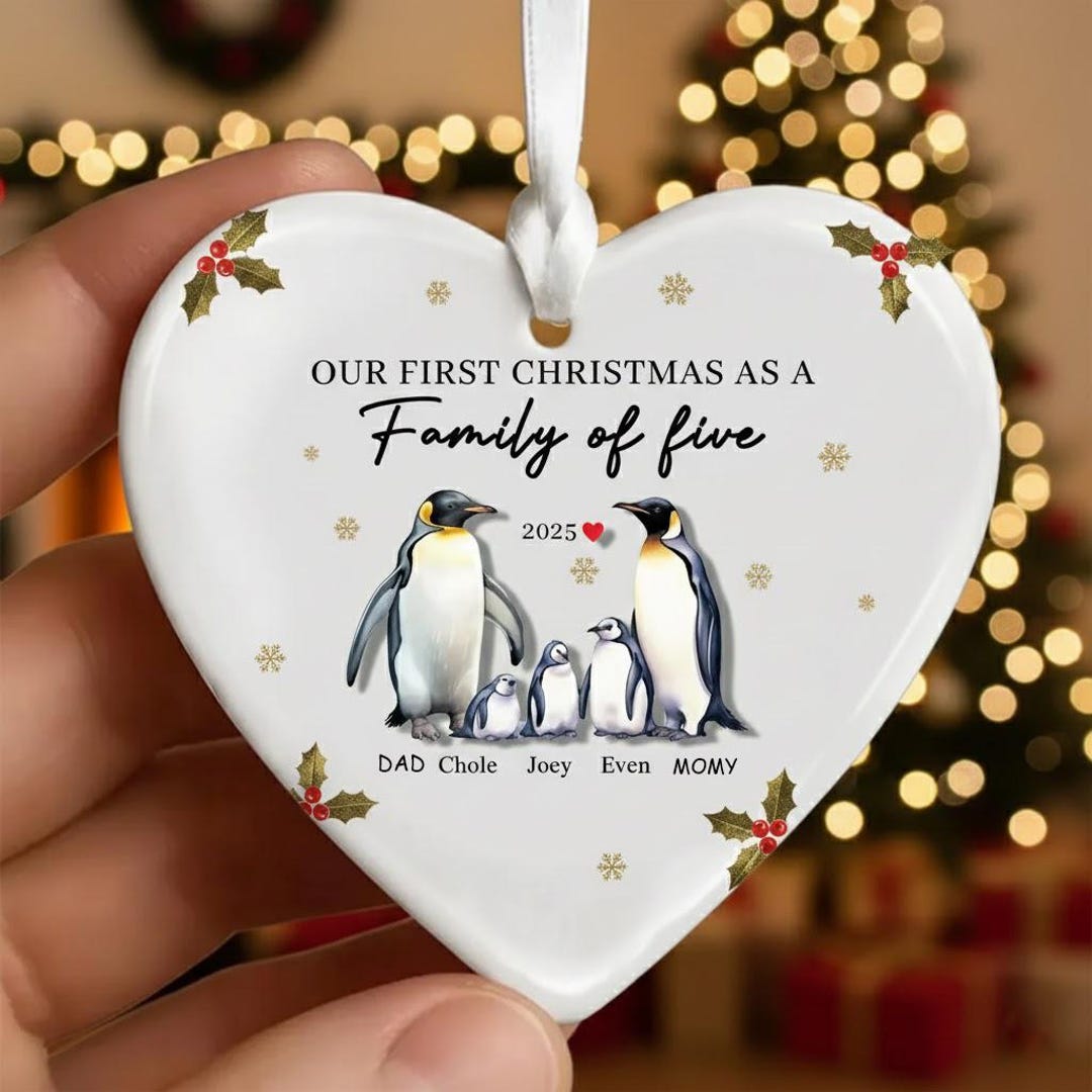 Personalized Penguin Family of Five Christmas Ornament 2025 – First ...