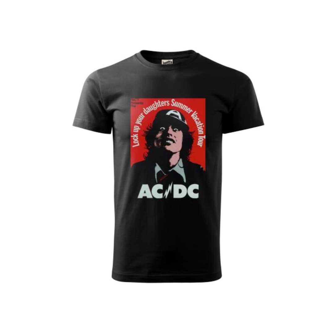 AC/DC Lock up Your Daughters Tour Shirt, Angus Young Portrait Red Black ...