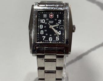 Swiss Army Rectangular Stainless Steel Watch with Date – Swiss Made