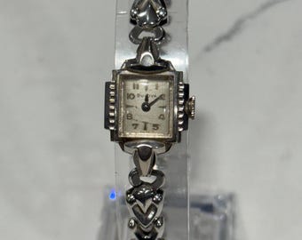 Vintage Bulova Ladies Watch – Art Deco Style Silver Bracelet Watch, Mechanical Movement, 1930s–1940s