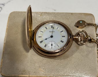 Antike Elgin Taschenuhr - Vergoldetes Savonette-Gehäuse mit Kette & Original Box | Anfang 1900