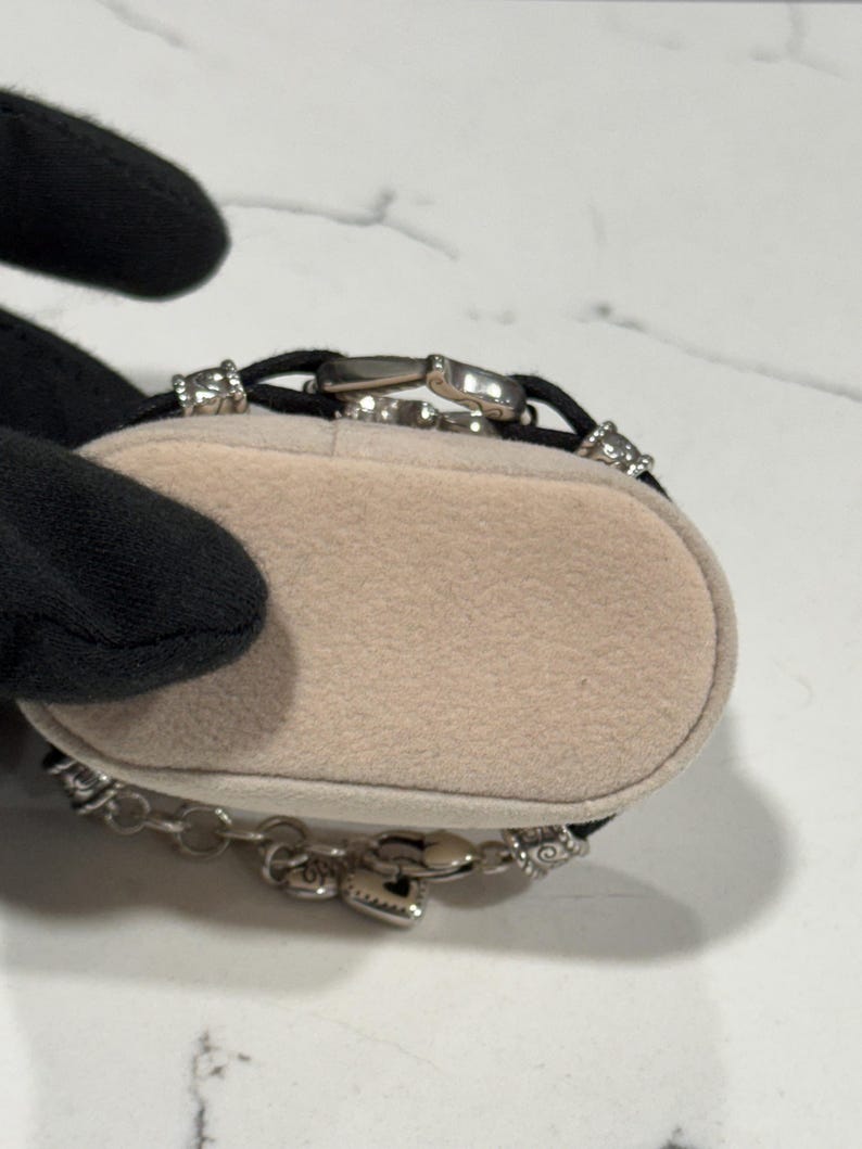 Massives Sterling Silber Brighton Herz Armband, Schwarze Kordel Designer Schmuck Bild 10