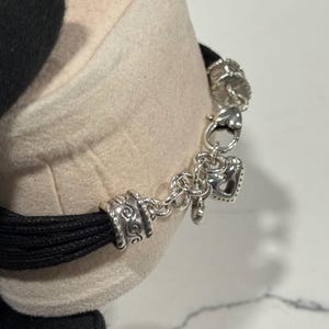 Massives Sterling Silber Brighton Herz Armband, Schwarze Kordel Designer Schmuck Bild 9