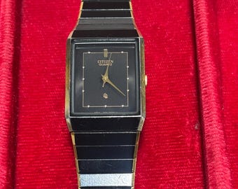 Vintage 1989 Citizen Exceed 2730-273699 Gold Tank Mens Qz Watch