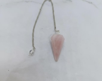 Natural Rose Quartz Pendulum for Dowsing | Heart Chakra Healing Tool | Self Love Crystal Divination | Emotional Balance Pendulum with Chain