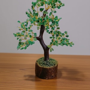 Green Jade Gemstone Bonsai Tree, Tree Of Life Figurine For Living Room Or Office, Positive Energy Decor, Housewarming Gift For Couple