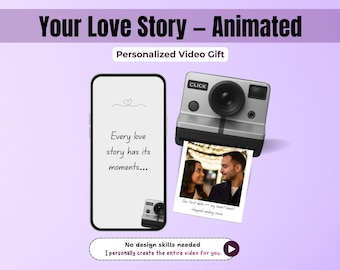 Vídeo de animación Polaroid personalizado: historia de amor personalizada para San Valentín y aniversario, carta de amor y recuerdos fotográficos, regalo romántico de última hora.