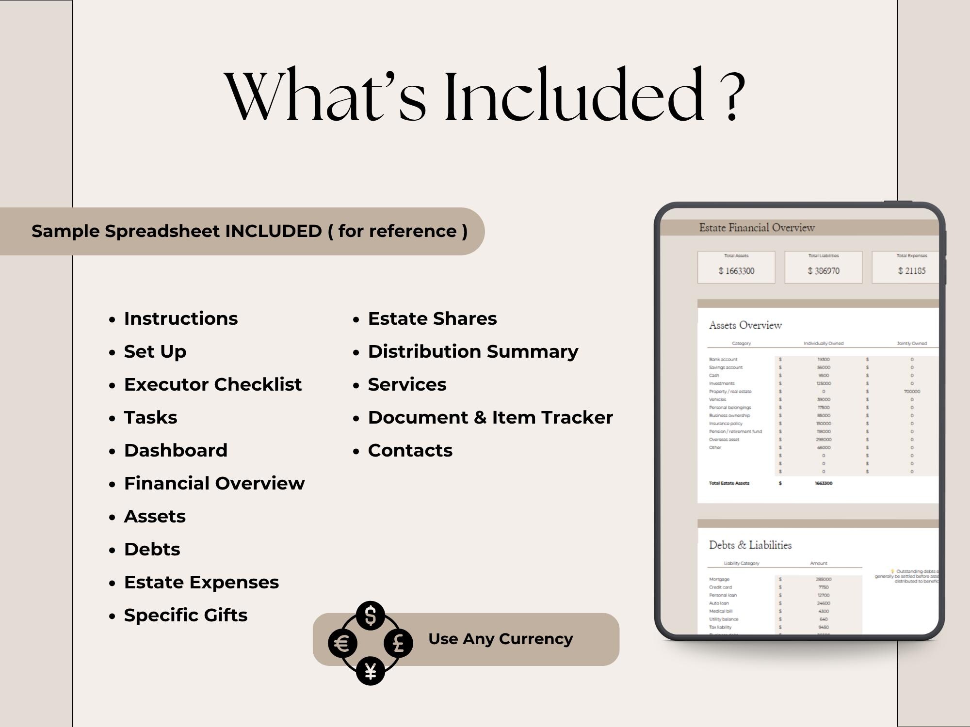 After Death Spreadsheet Executor Checklist Estate Organizer Estate ...