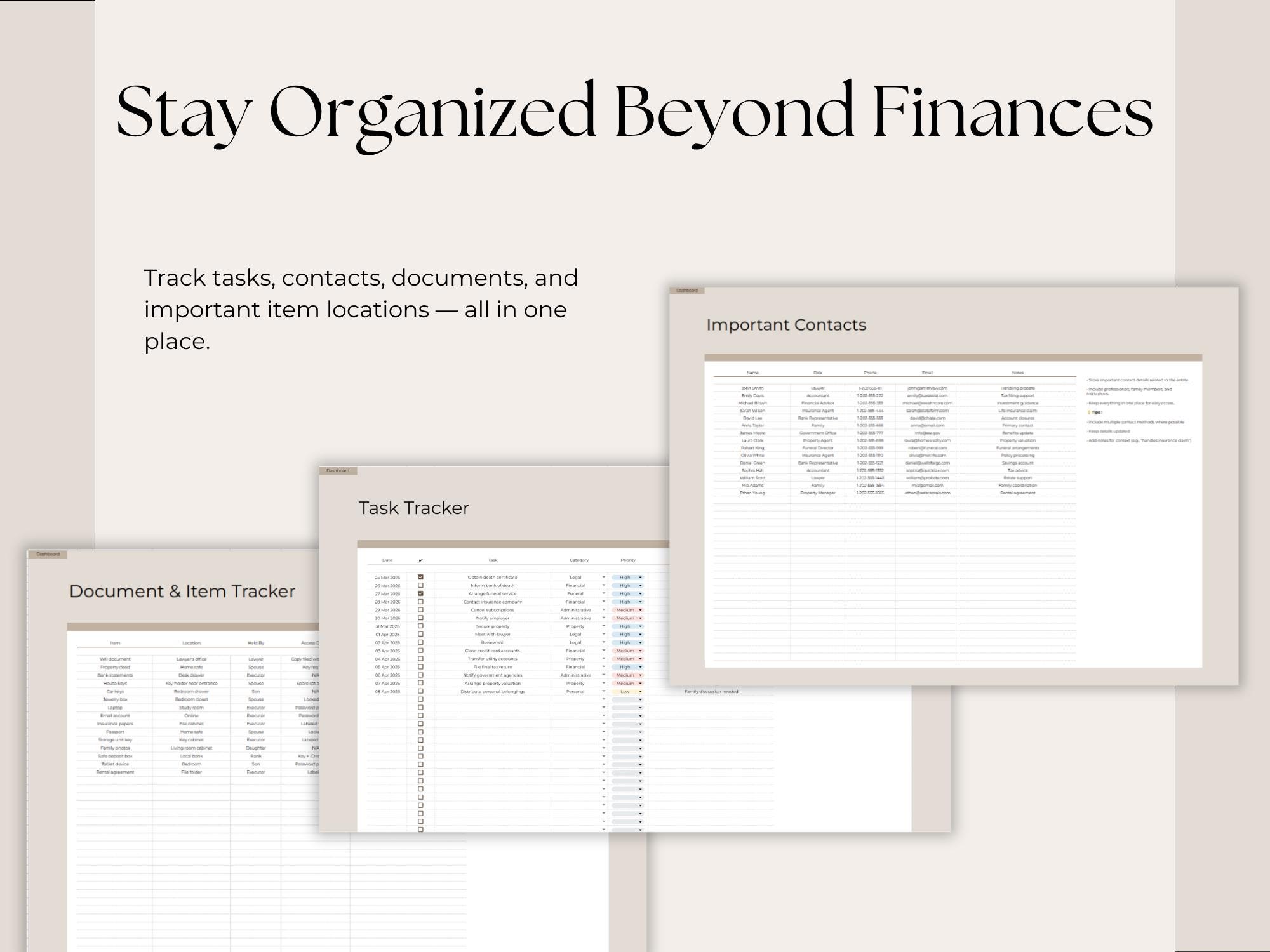 After Death Spreadsheet Executor Checklist Estate Organizer Estate ...