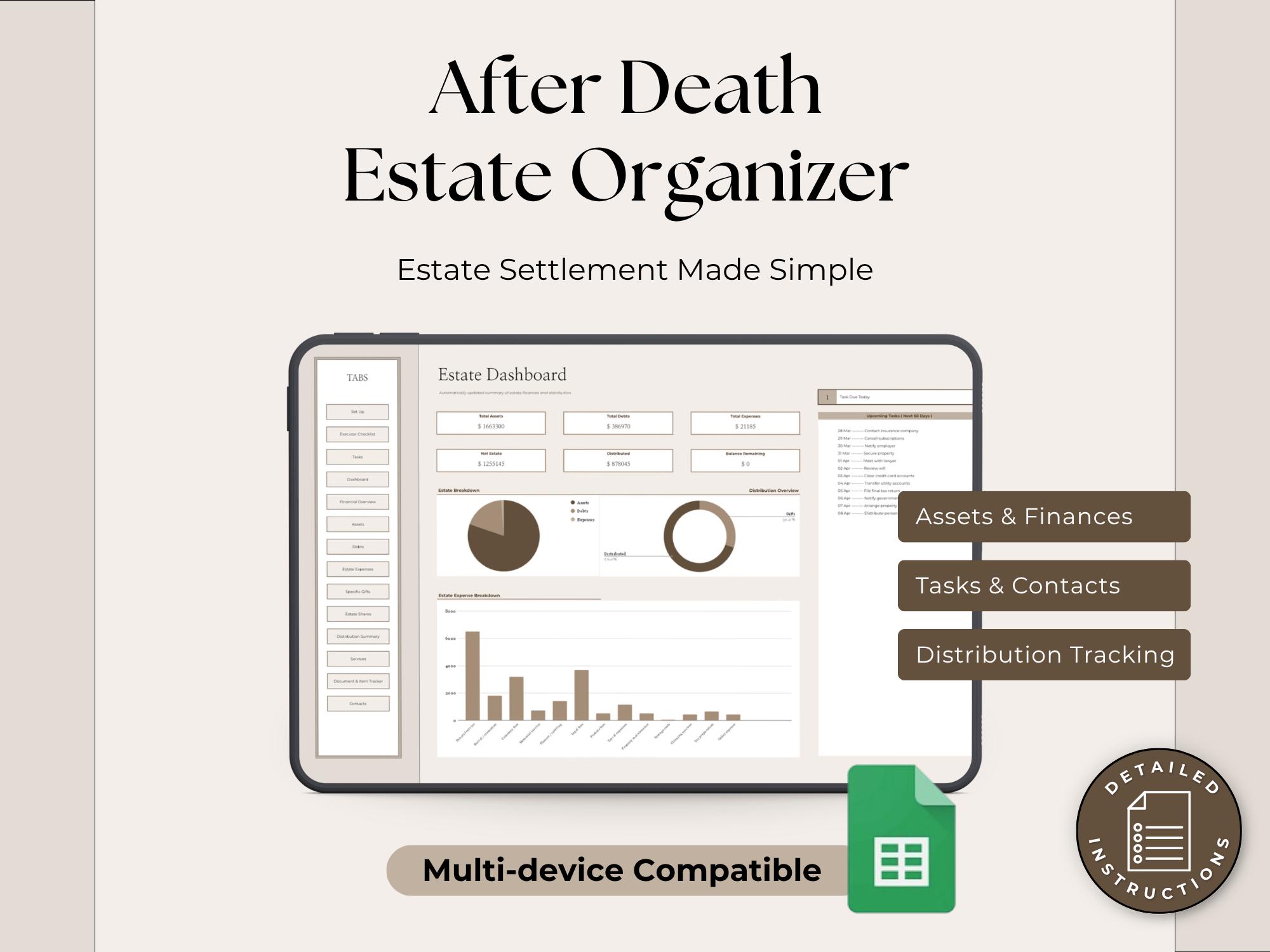 After Death Spreadsheet Executor Checklist Estate Organizer Estate ...