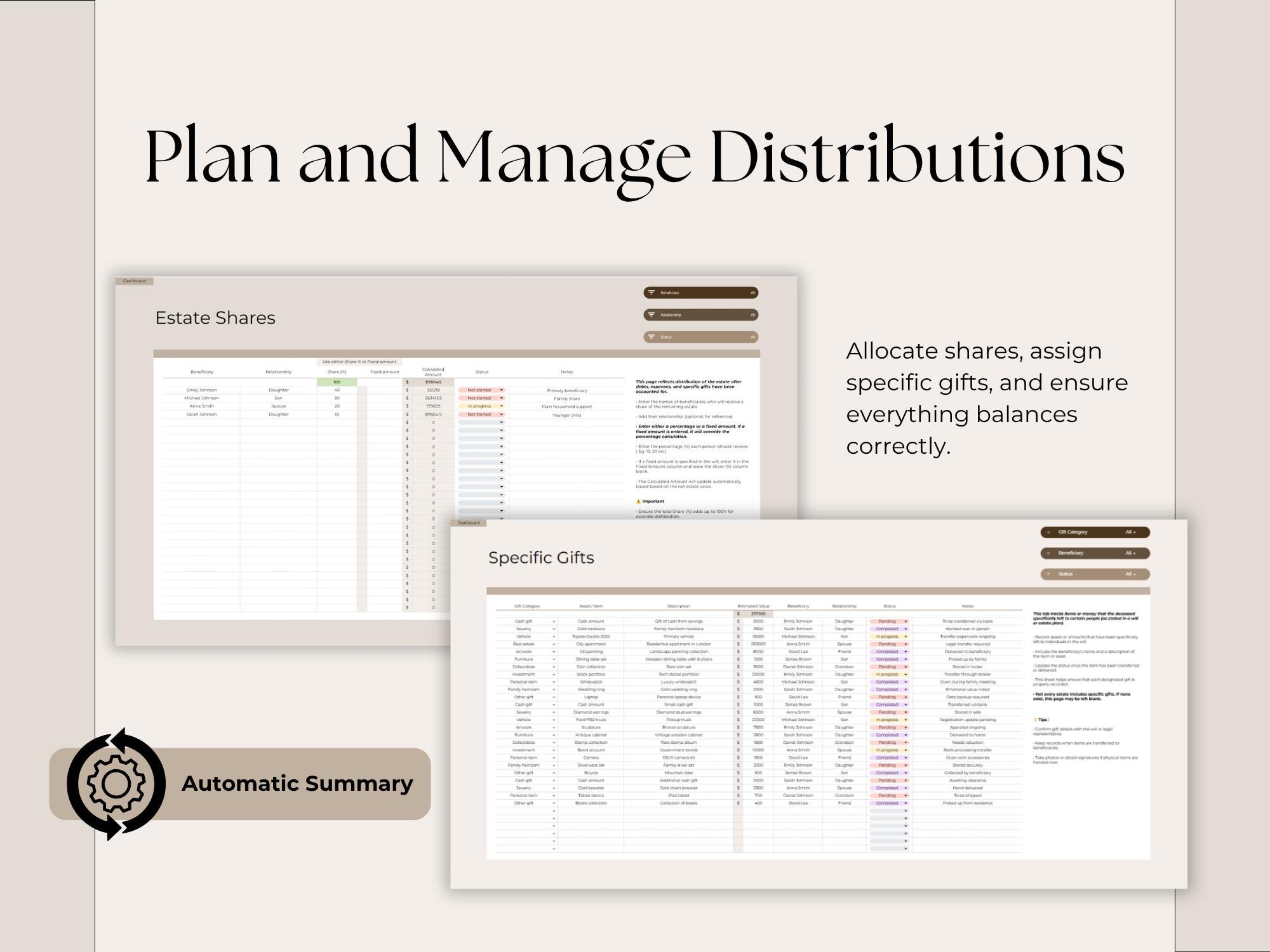 After Death Spreadsheet Executor Checklist Estate Organizer Estate ...