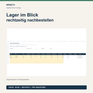 Inventory and reorder calculator (Excel), stock management for 200 items, German template