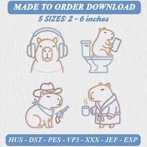 Unhinged Capybara Embroidery Bundle, Funny Animal Icons (Digital Download)