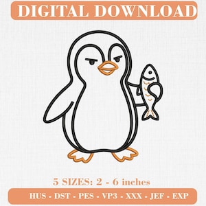 Flight was Never an Option Funny Penguin with Knife Embroidery Design, Funny Machine Embroidery Pattern, PES DST Instant Download