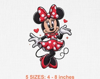 Ricamo di Minnie Mouse, motivo a punto macchina colorato PES DST JEF VP3 Download digitale