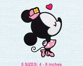 Ricamo a macchina di Minnie Mouse, disegno giocoso in stile cartone animato (download digitale)