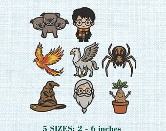 Pacchetto di disegni per ricamo fantasy magico, mago, creature mitologiche PNG