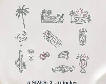 Pacchetto di icone per ricamo per addio al nubilato a Palm Springs (download digitale)