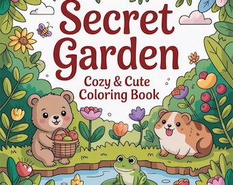 Coloring Pages Secret Garden : Cozy and Cute Coloring Book | for All Ages | Cute design | Spring coloring PDF Art Book, Instant Download