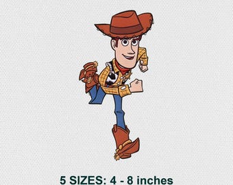 Disegno per ricamo di compleanno a tema Woody, motivo audace per ricamo a macchina, file PES DST