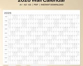 Large 2026 Yearly Wall Calendar Printable One Page Planner Year at a Glance A1 PDF