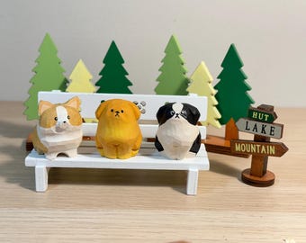 Mini Wooden Dog – Corgi, Golden Retriever & Border Collie | Hand-Carved Puppy Figurines