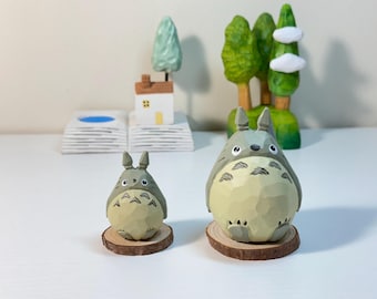 Cute Totoro Wooden Figurine | Small & Large Options | Hand-Carved Studio Ghibli Inspired Desk Decor