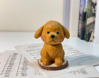 チェロを弾く手作りの木製犬の置物：音楽愛好家への気まぐれな贈り物