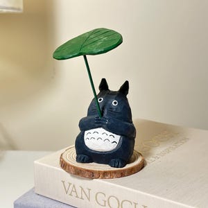Cute Totoro Wooden Figurine | Small & Large Options | Hand-Carved Studio Ghibli Inspired Desk Decor image 5