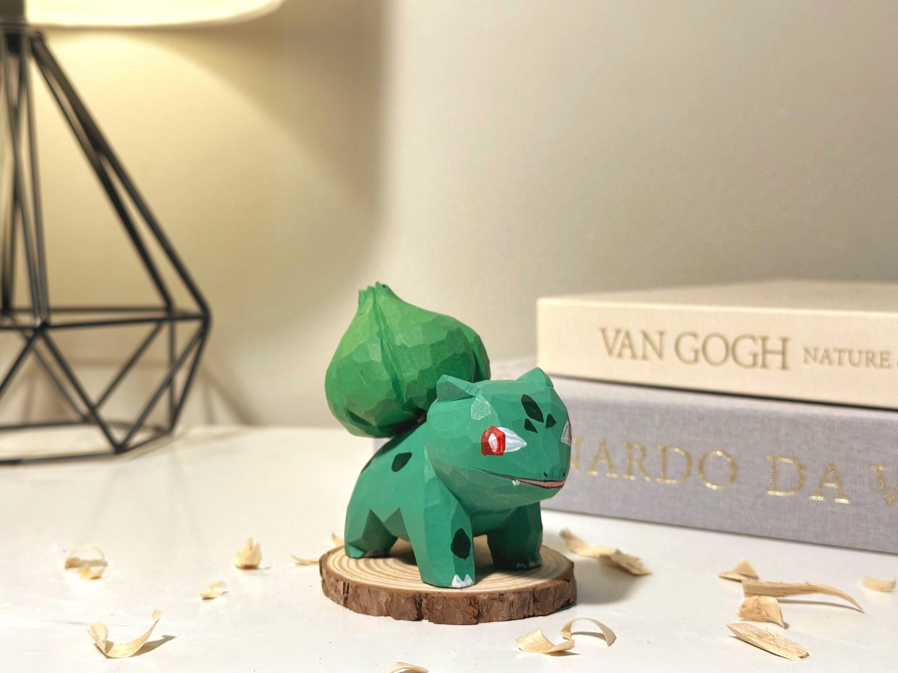 Hand-carved Bulbasaur | Wooden Bulbasaur Figurine | Green Frog-inspired ...