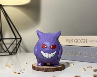 手作りの木製ゲンガーの置物、アズスタイルのポケモンの彫刻、彫刻され