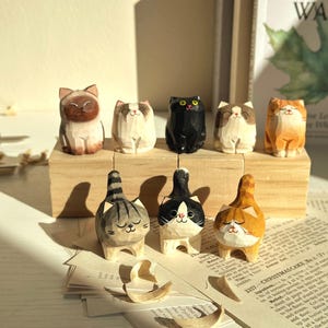Figuras de gato súper lindas / Pequeños gatos de madera / Elige tu gatito / Adorable decoración de escritorio para gatos
