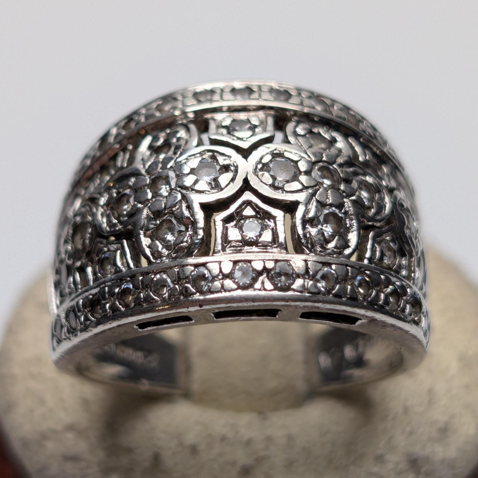 Antique Silver Wide Band Ring - Etsy